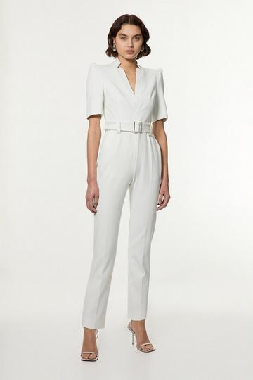 Forever Self Belted Jumpsuit ivory