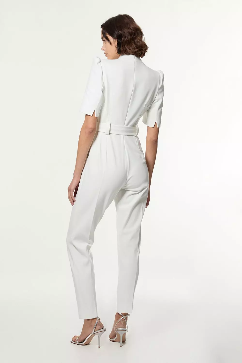 Karen Millen Womens Forever Self Belted Jumpsuit Ivory Size 2