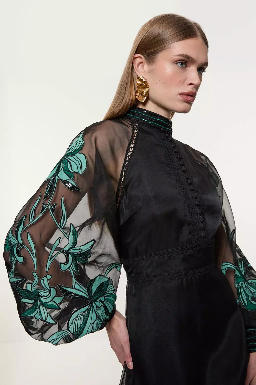 Karen Millen☆Floral Embroidery Organdie Midi Dress【UK発】 bkk23132_green_xl?$