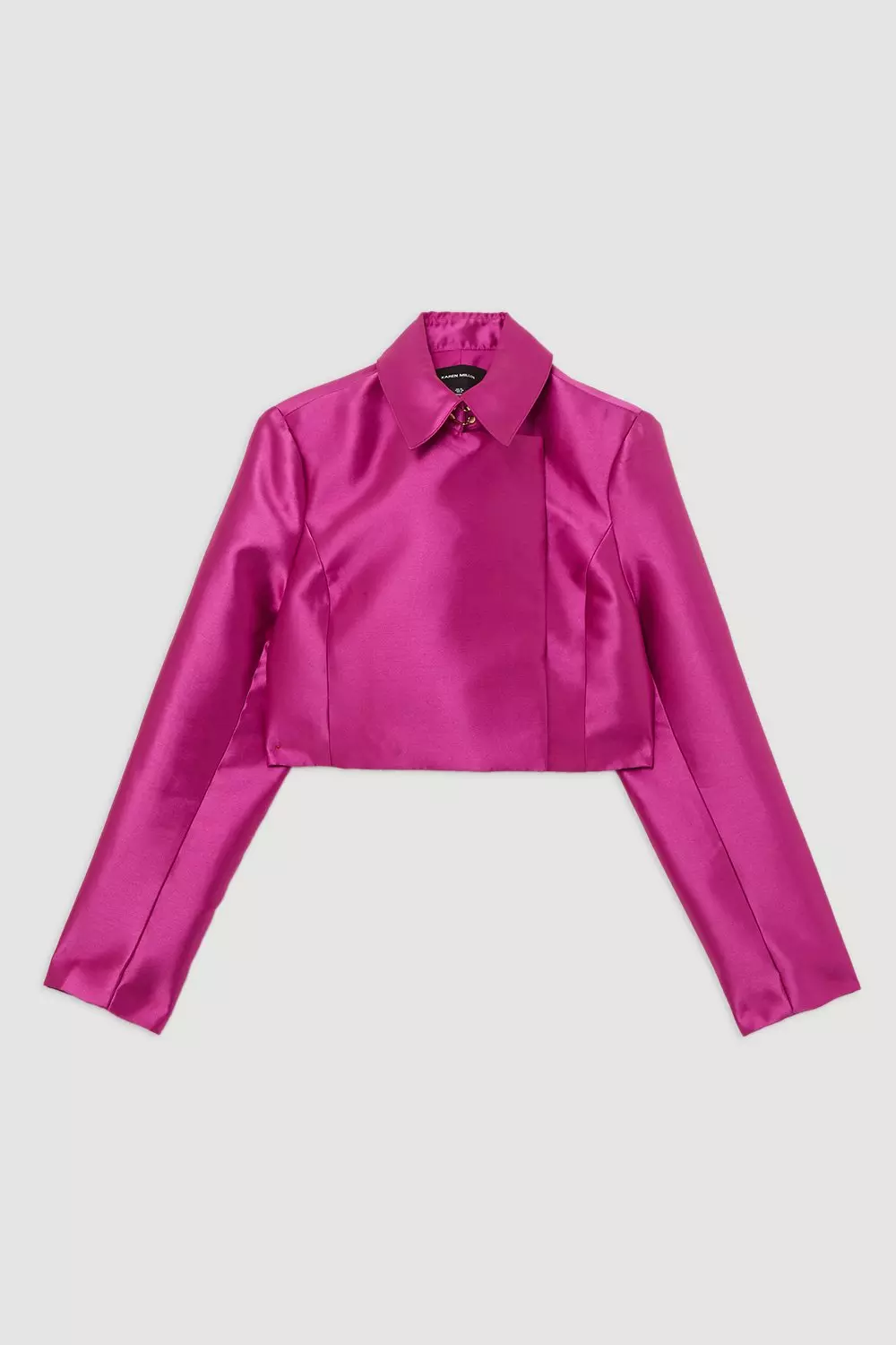 KAREN MILLEN 襟付き ツイルクロップドウーブンジャケット Collared Twill Cropped Woven Jacket | Karen Millen