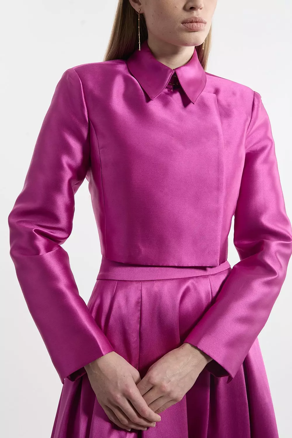 Collared Twill Cropped Woven Jacket | Karen Millen