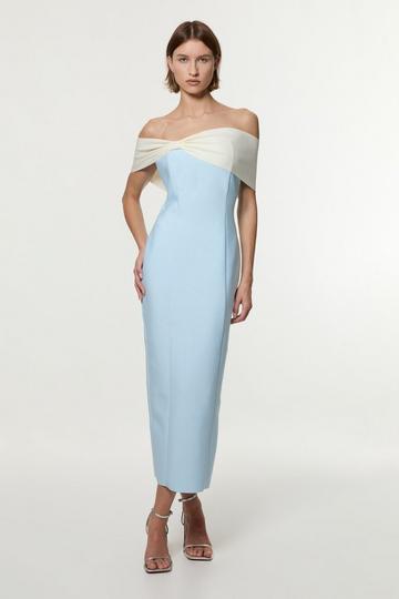 Bandage Bandeau Contrast Midi Dress light blue