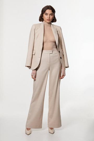 Herringbone Tailored Wide Leg Pants natural