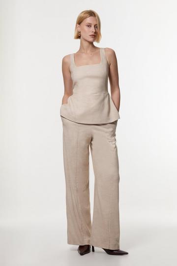 Herringbone Wide Leg Tailored Jumpsuit natural