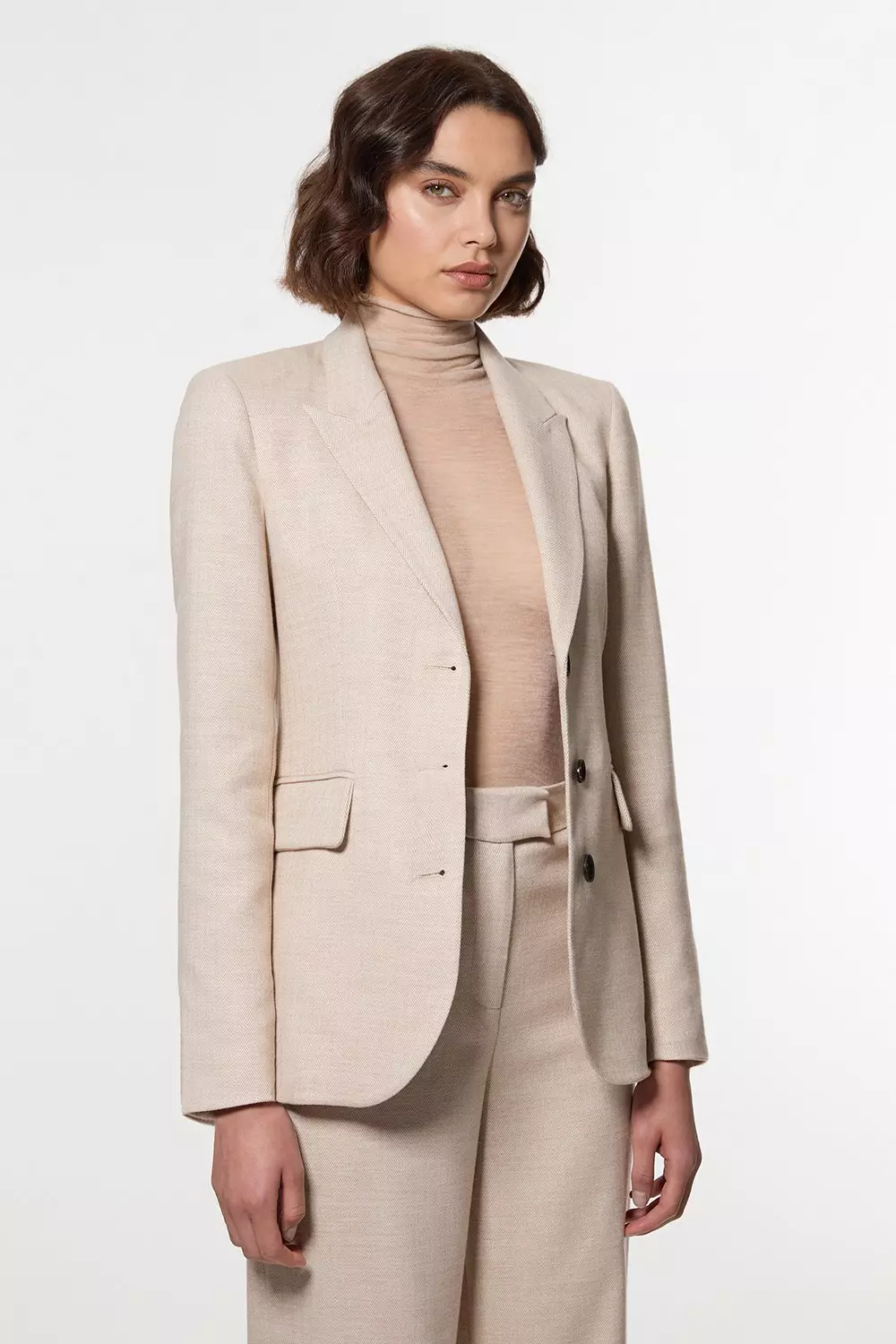 Natural Herringbone Single Breasted Tailored Blazer alternative image