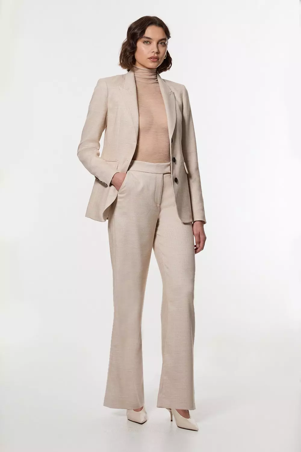 Natural Herringbone Single Breasted Tailored Blazer alternative image