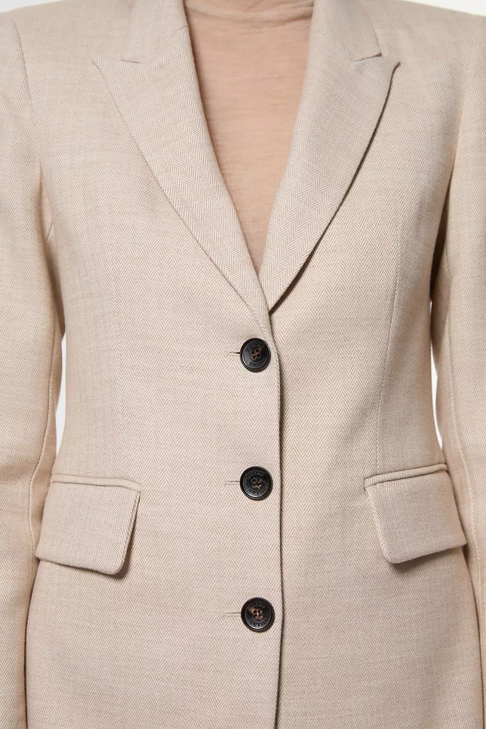 Natural Herringbone Single Breasted Tailored Blazer alternative image