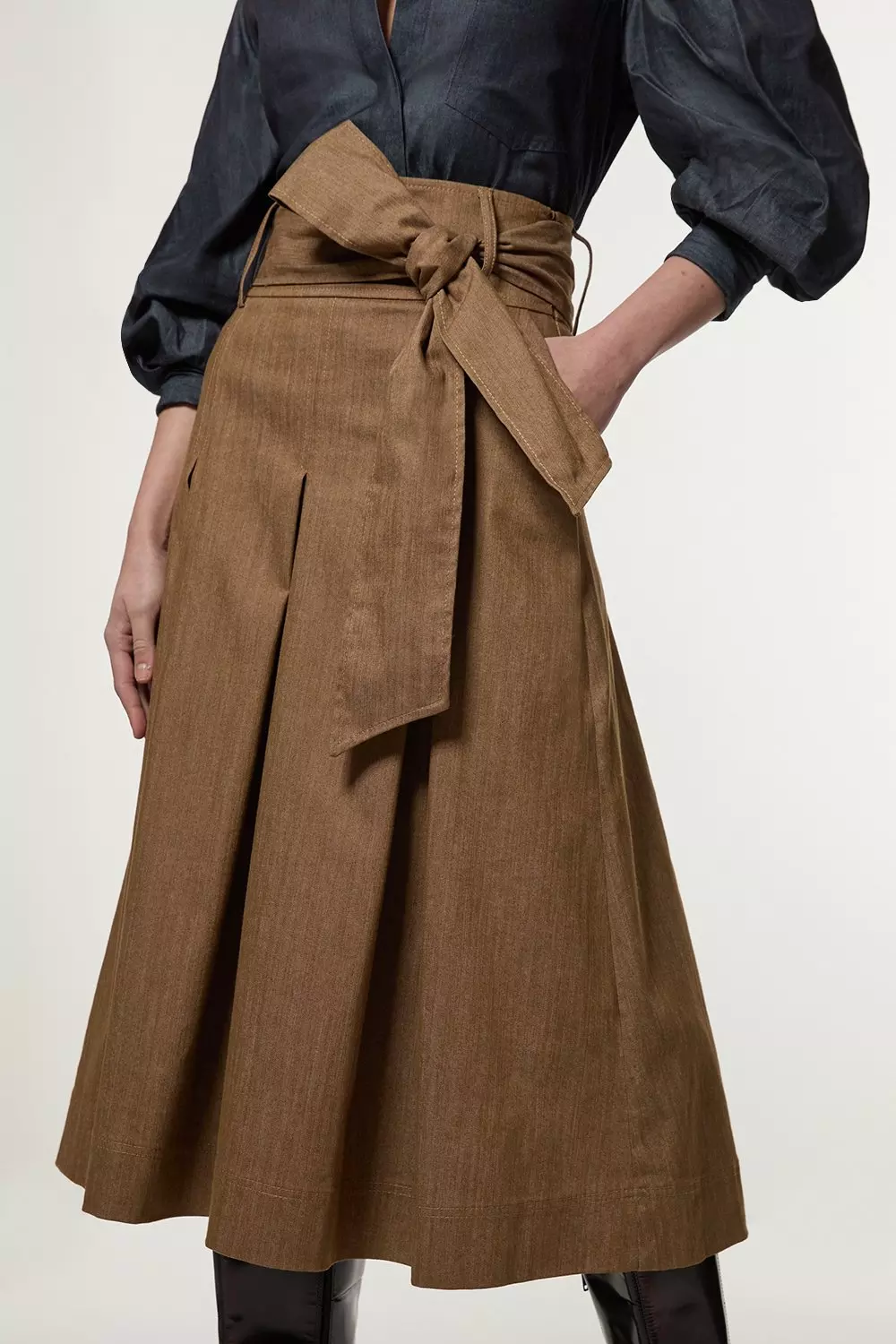 Tailored Full Skirted Belted Midaxi Skirt | Karen Millen