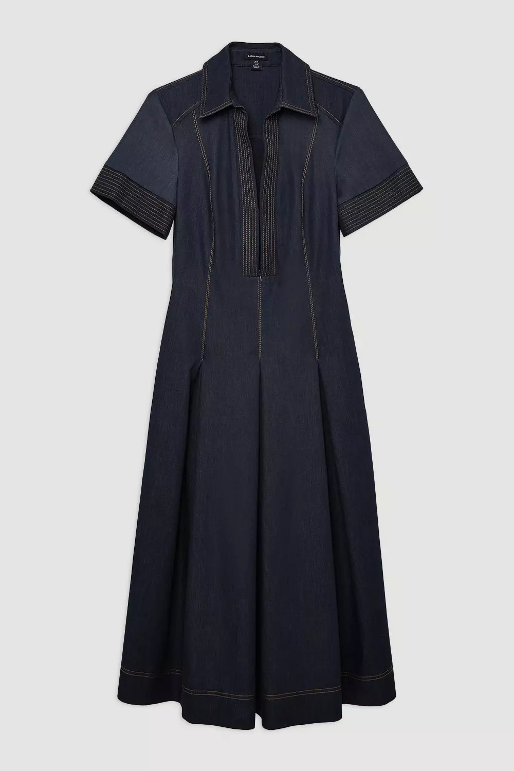 Tailored Denim Full Skirted Midi Shirt Dress | Karen Millen