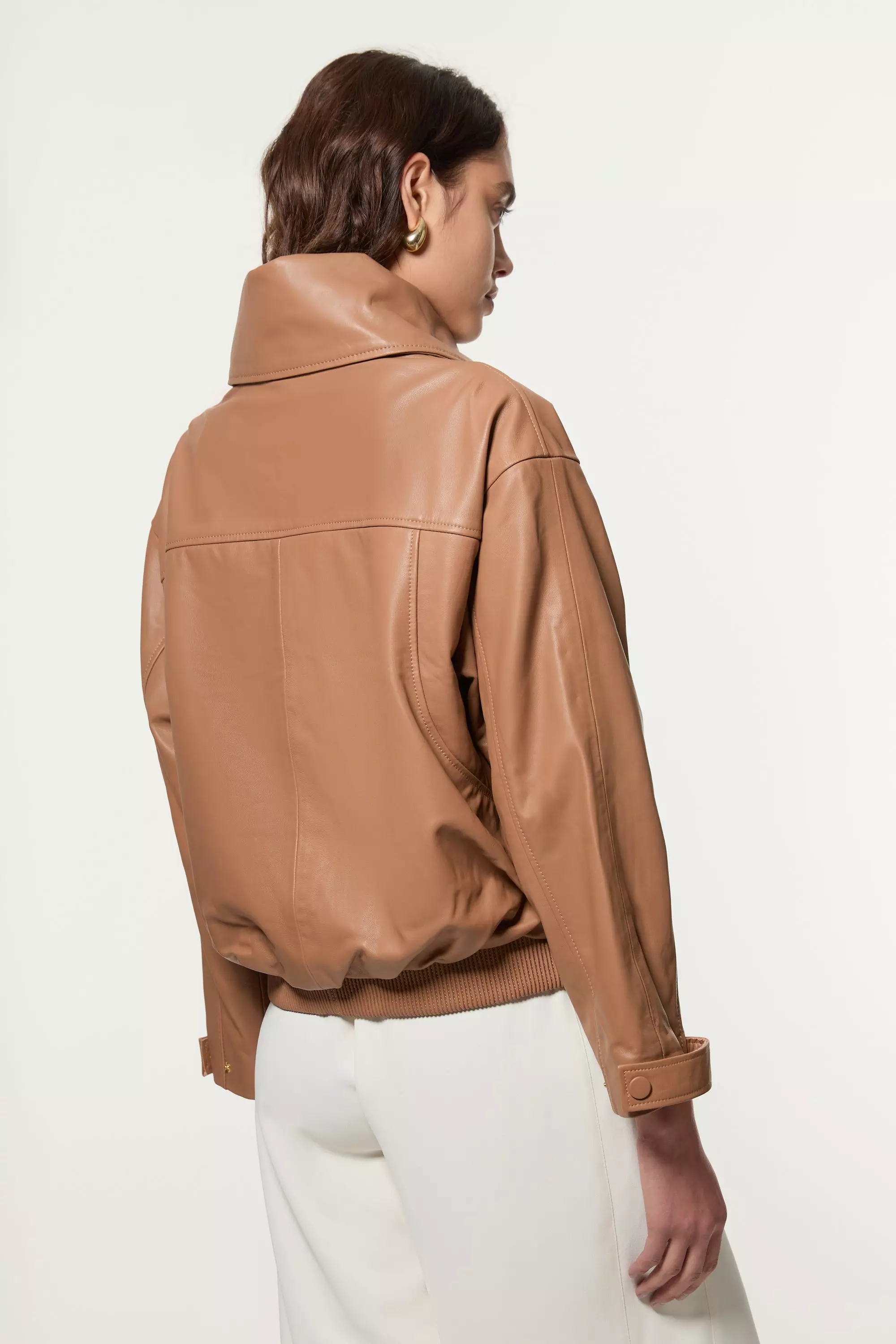 KAREN MILLEN レザー ハイネック ブルゾン ボンバージャケット Leather High Neck Blouson Bomber Jacket | Karen Millen