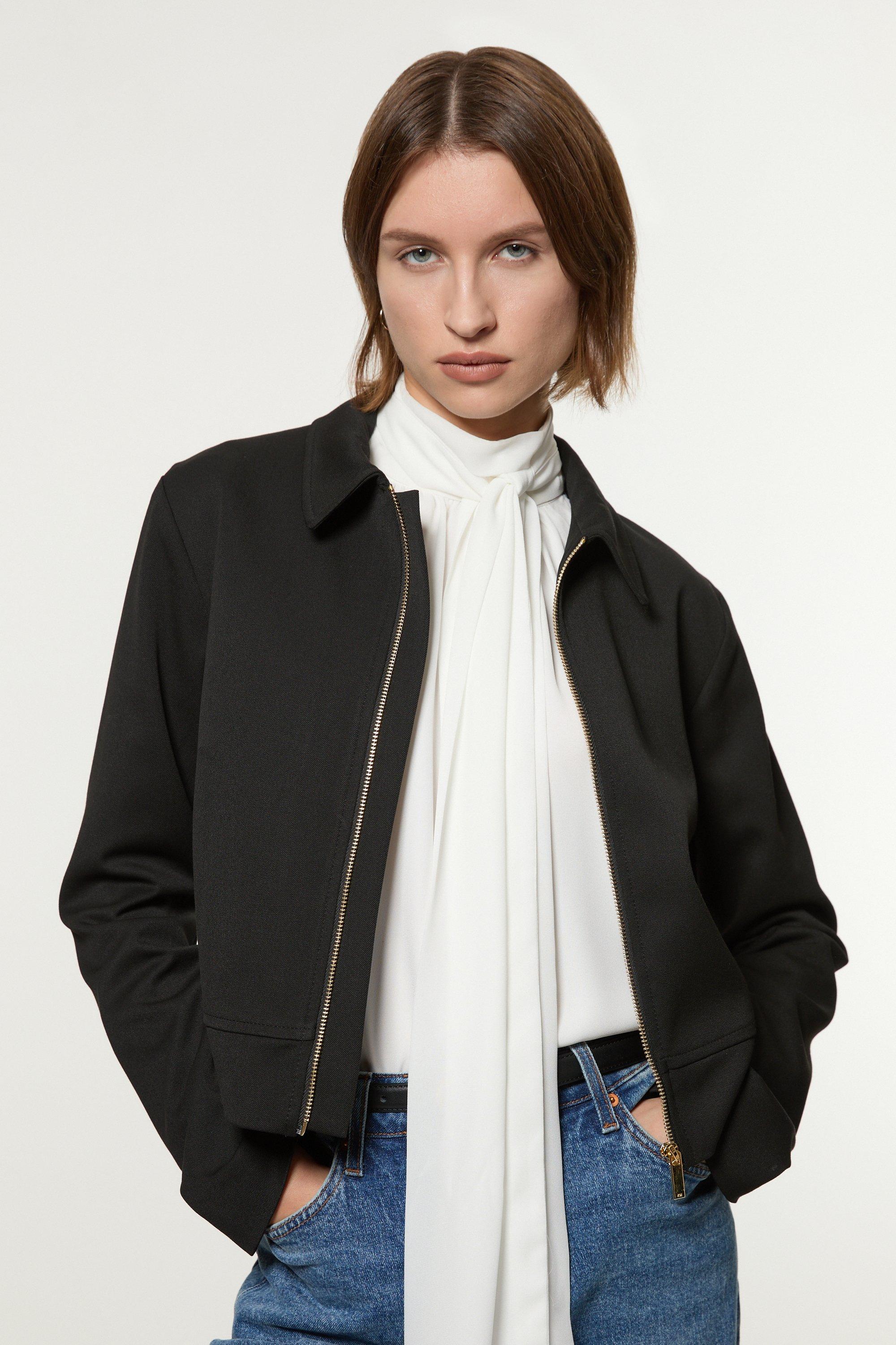 KAREN MILLEN テクニカルクレープ テーラード ジャケット ジップ ﾘｸﾙｰﾄ 二ツ釦テーラードジャケット｜KarLParkLane Style ONLINE SHOP