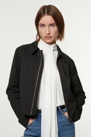 Tall Technical Crepe Tailored Metal Zip Detail Jacket