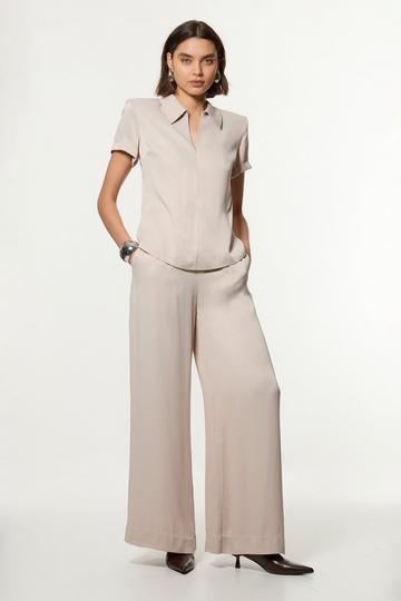 Satin Wide Leg Woven Trousers silver