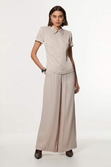 Tall Satin Wide Leg Woven Trousers silver