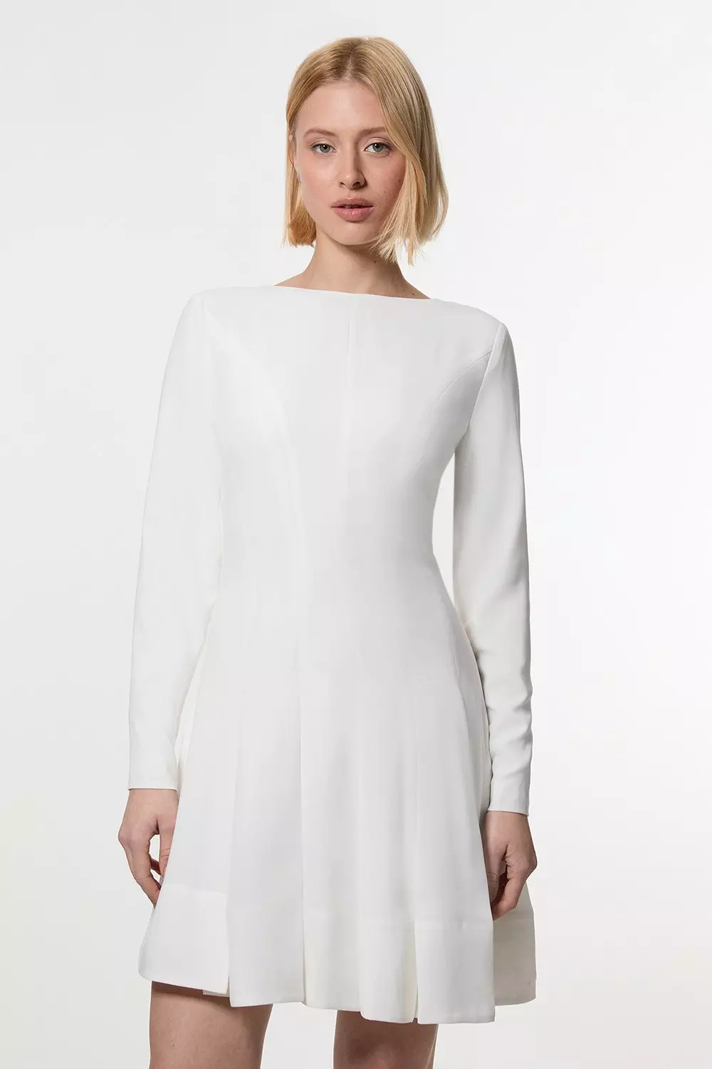 Pleated Long Sleeve Woven Mini Dress | Karen Millen