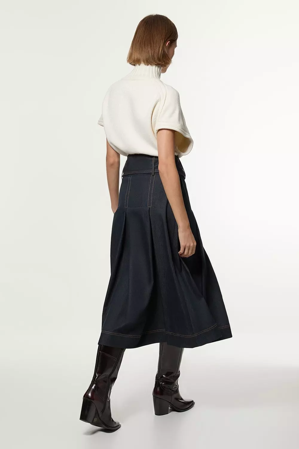 【PORTERNA】Senni mid length skirt Petite Tailored Full Skirted Belted Midaxi Skirt | Karen Millen