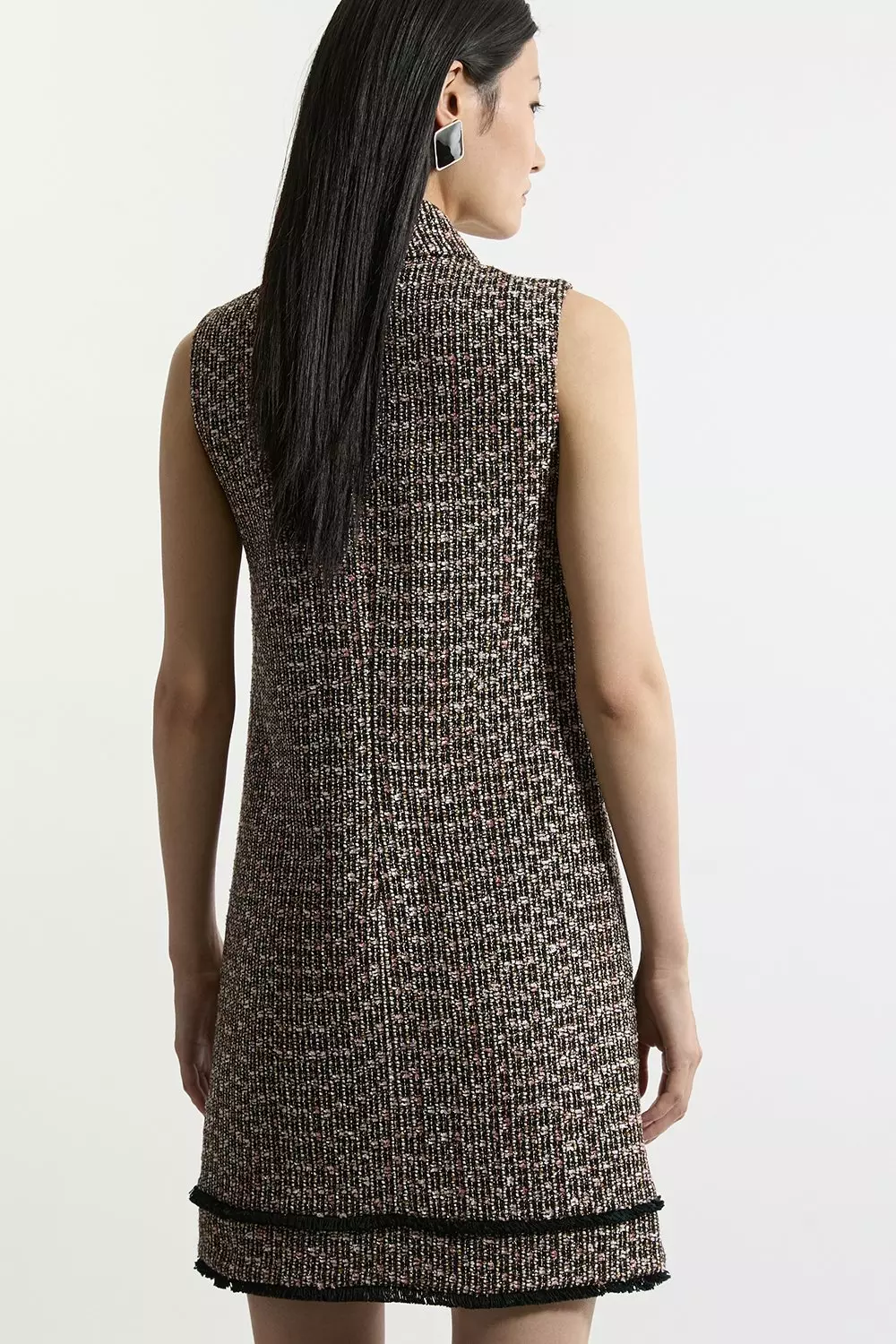 Multi Tall Wool Mix Boucle Tailored Collared Sleeveless Mini Dress alternative image