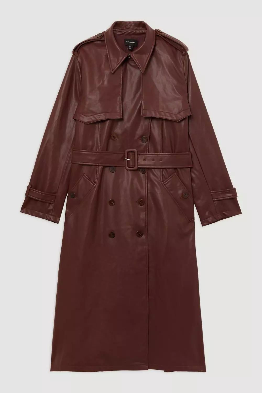 Plus Size Tailored Faux Leather Belted Trench Coat Karen Millen