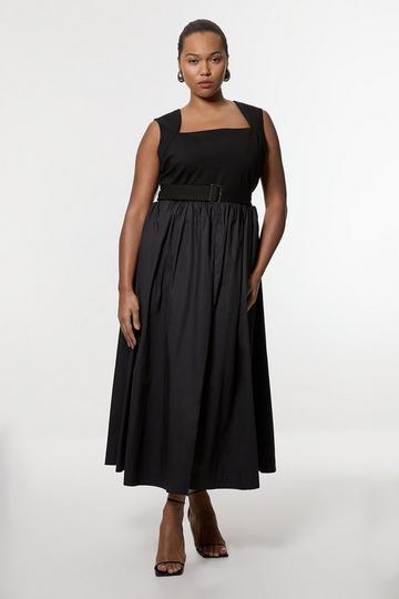 Black Plus Size Scoop Neck Jersey Cotton Mix Maxi Dress