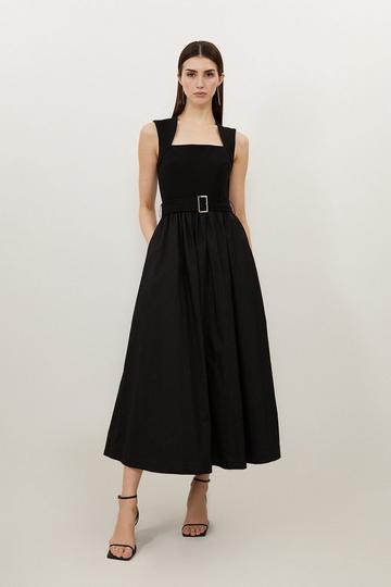 Black Petite Scoop Neck Jersey Cotton Mix Maxi Dress