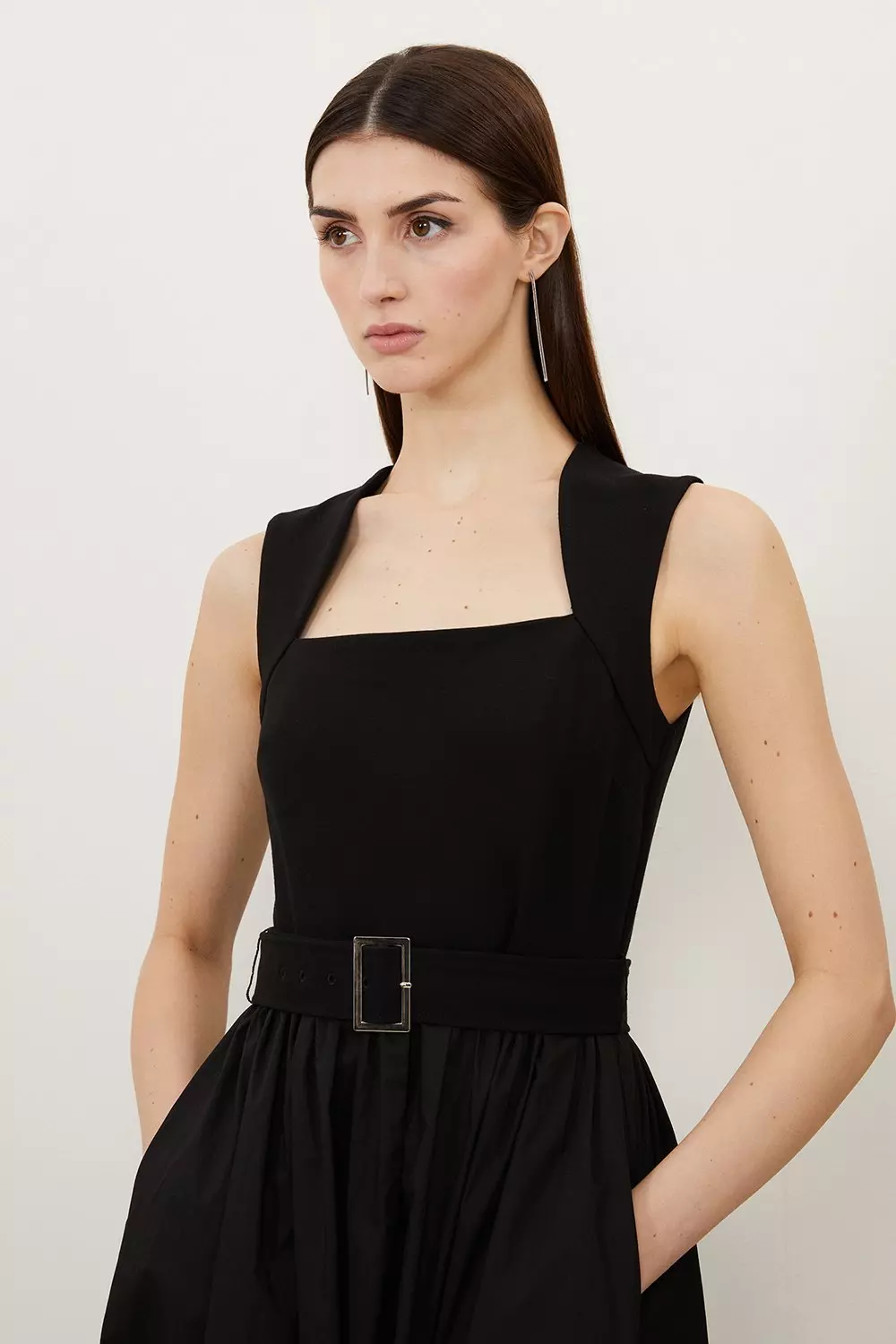 【Karen Millen】スクープネック ジャージー＆コットン ドレス ☆Karen Millen☆スクープネックジャージーコットンマキシドレス