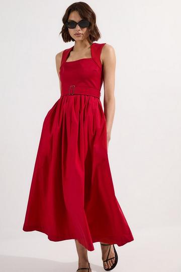 Red Petite Scoop Neck Jersey Cotton Mix Maxi Dress