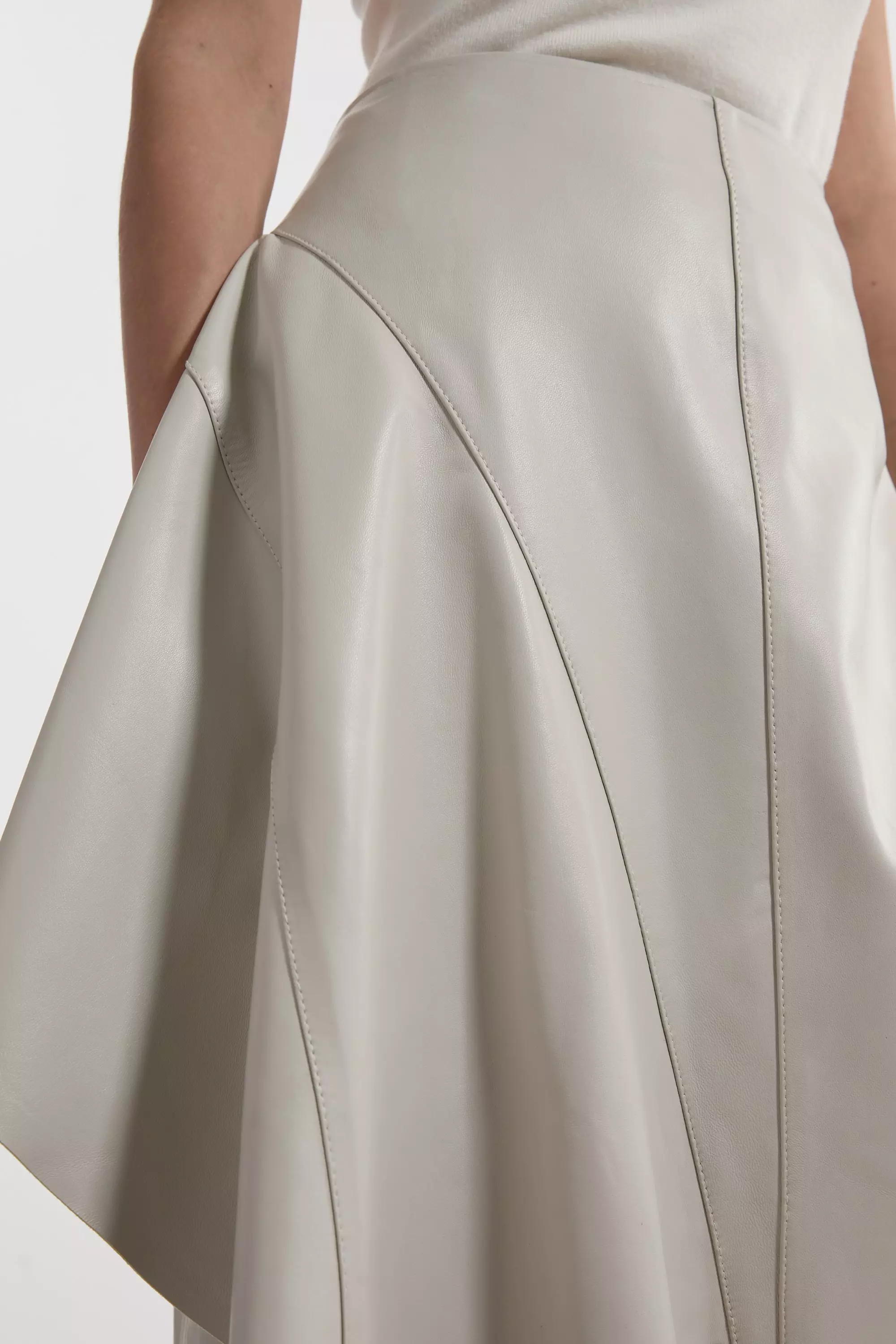 Leather Asymmetric Hem Drape Skirt | Karen Millen