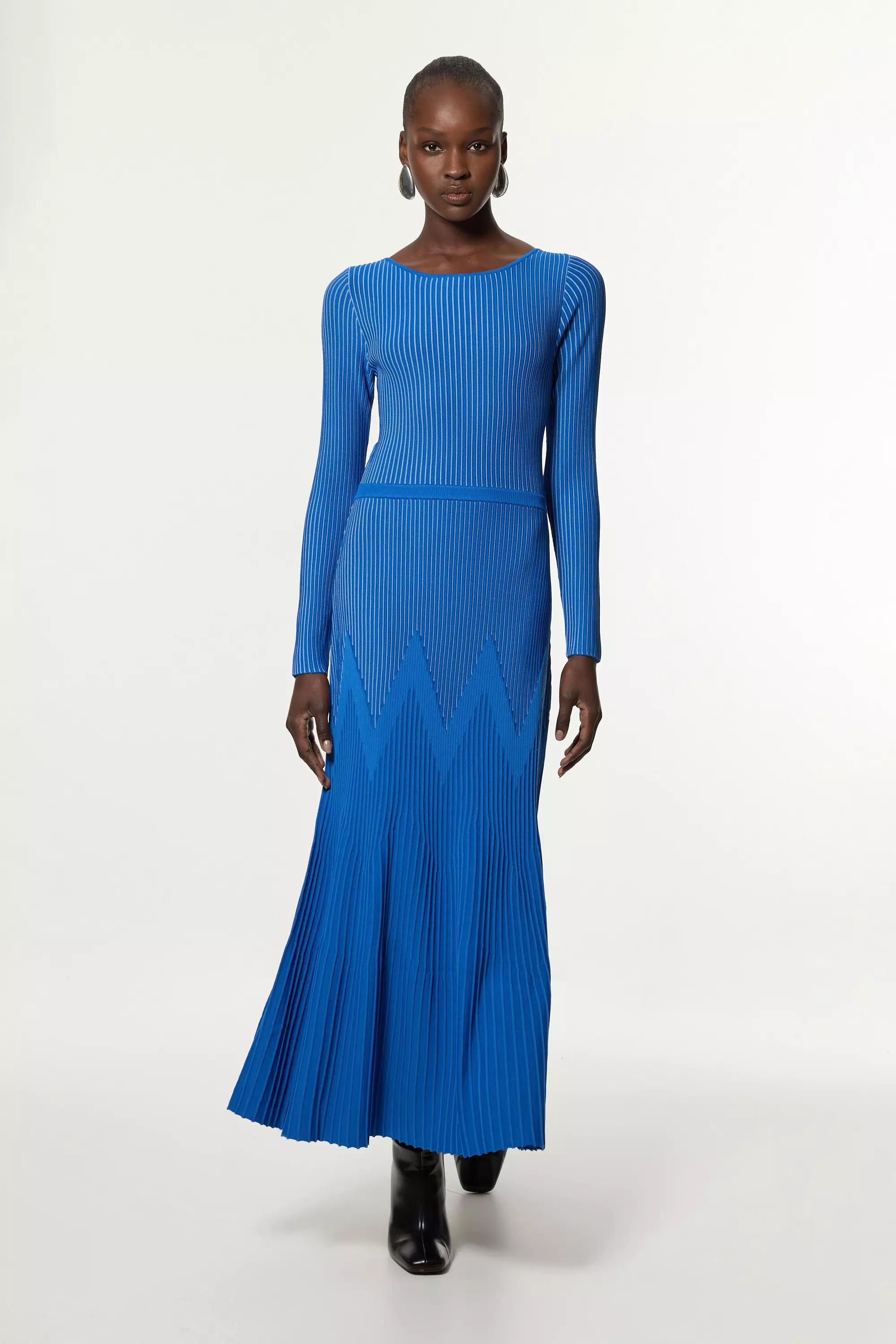 Zig Zag Detail Knitted Maxi Dress | Karen Millen