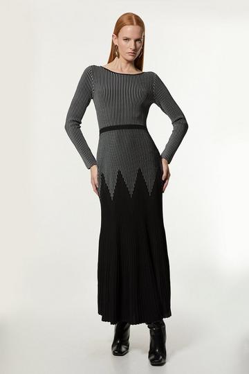 Zig Zag Detail Knitted Maxi Dress mono