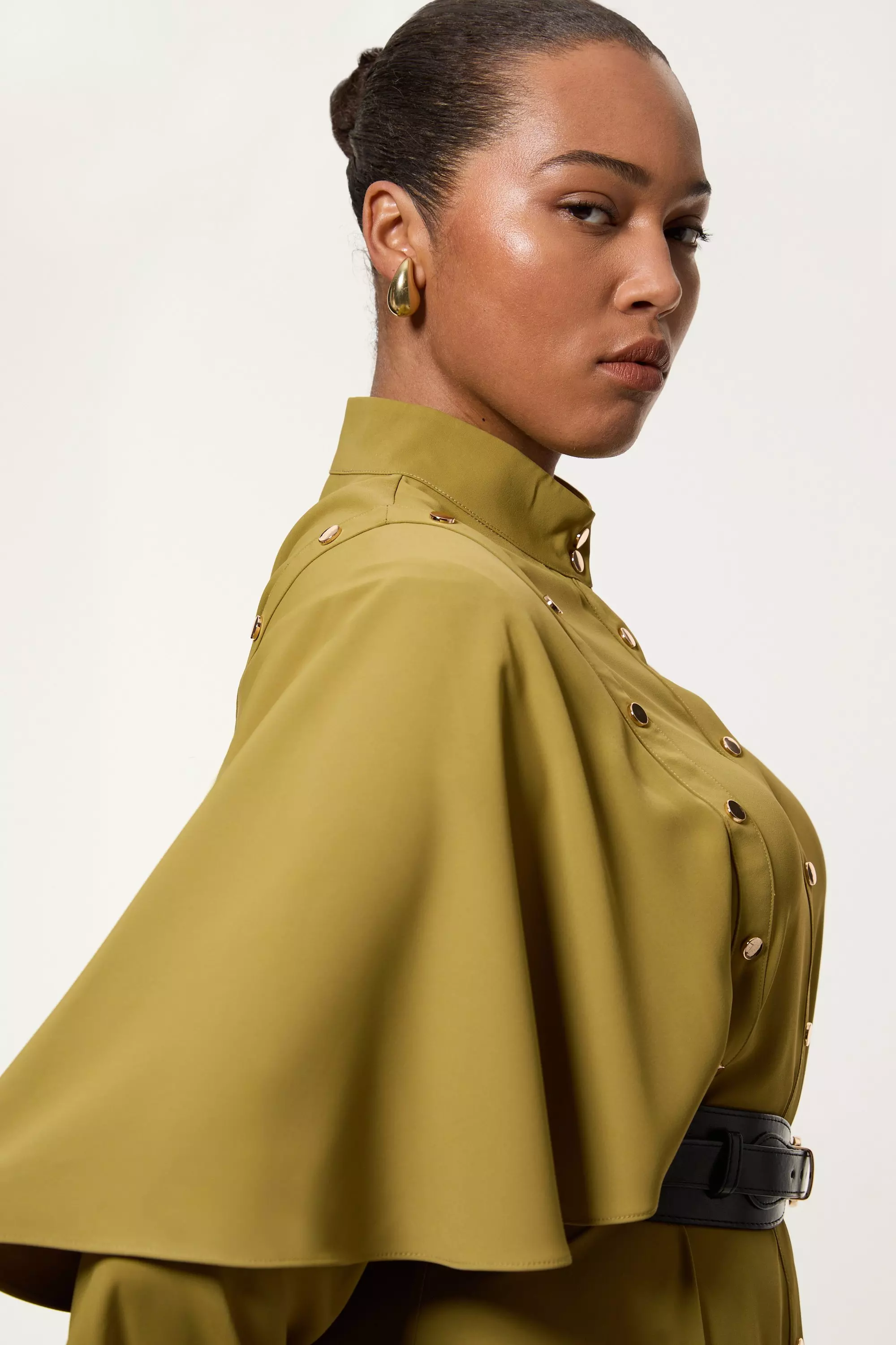Plus Size Studded Crepe Cape Sleeve Woven Maxi Dress Karen Millen