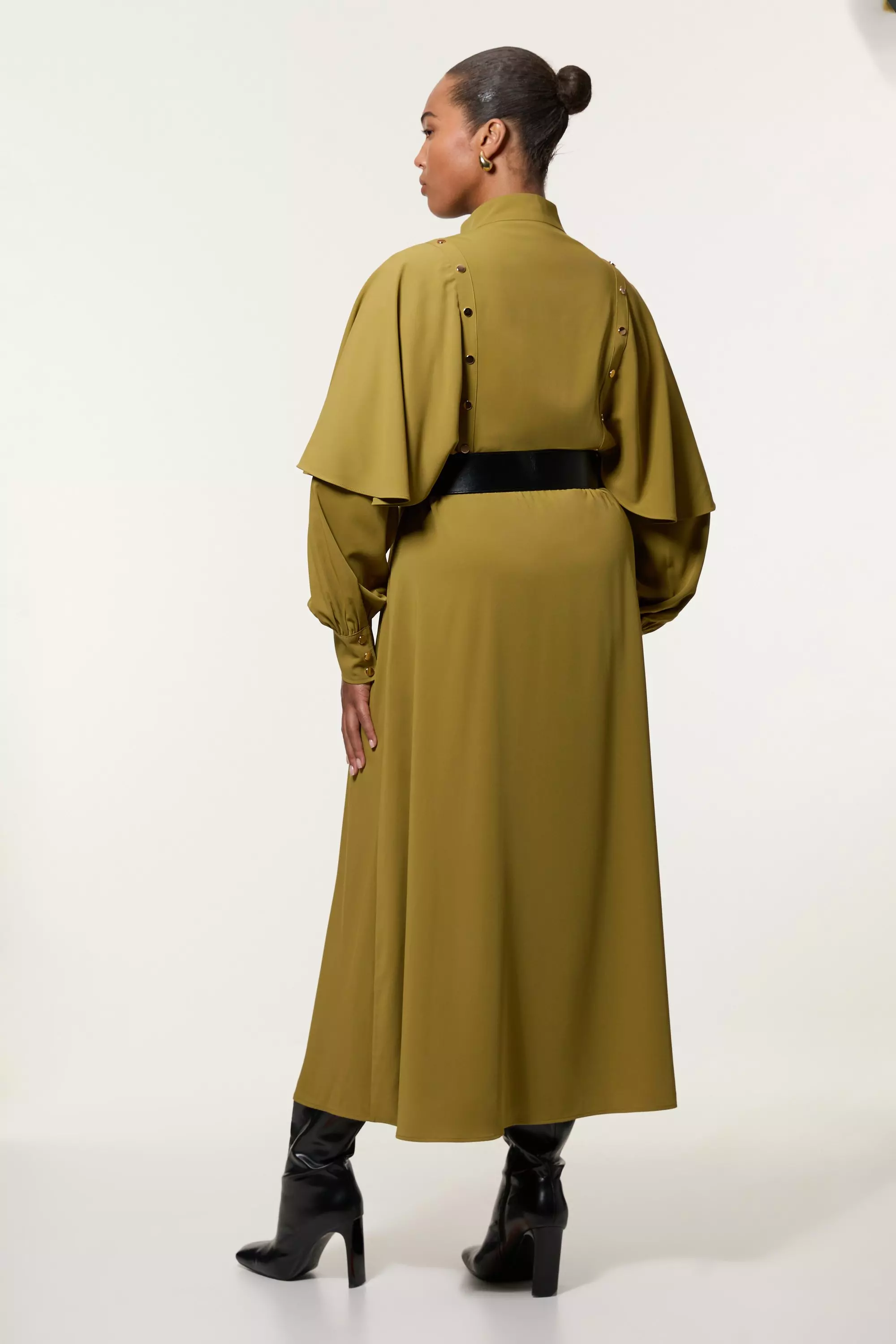 Kennedi Modest A-Line Scoop Cape Sleeves Long Chiffon Mother