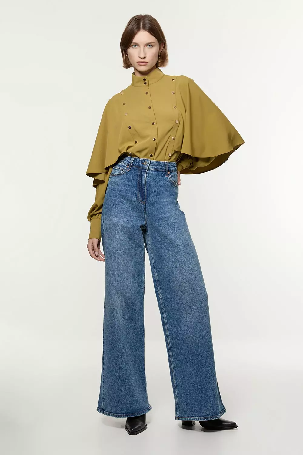 Studded Crepe Cape Sleeve Woven Blouse | Karen Millen