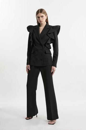 Black Tailored Kick Flare Trouser