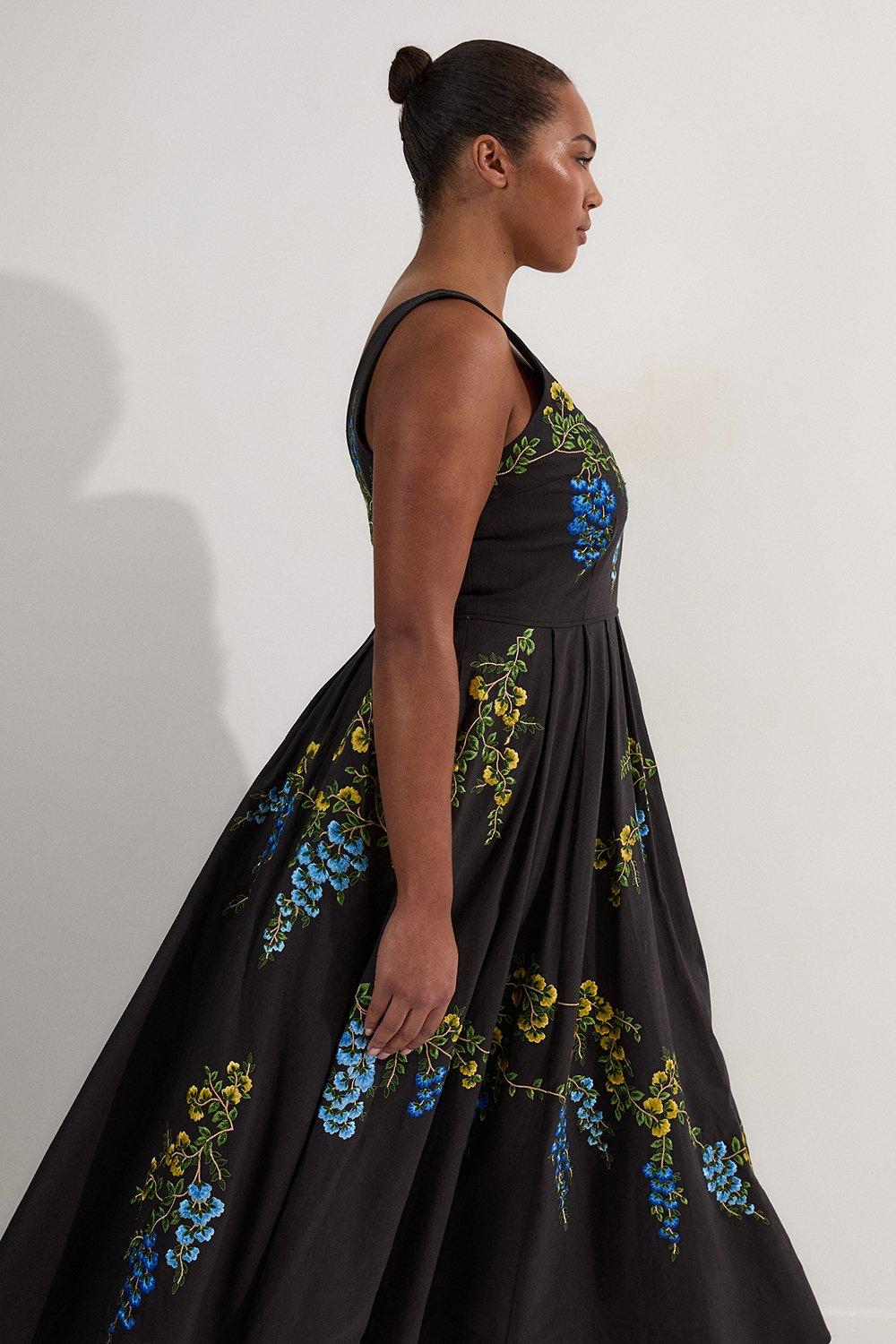 *Karen Millen*ガーデン フローラル ツイル プロムドレス 関送込 Garden Floral Maxi Split Prom Dress | Karen Millen