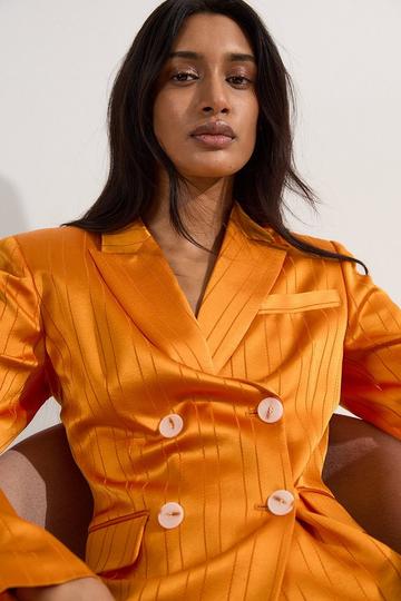 Premium Satin Pinstripe Tuxedo Oversized Tailored Blazer mango