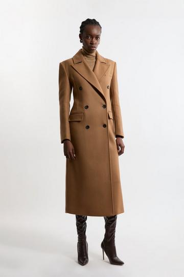 Italian Wool Blend Double Breasted Coat camel