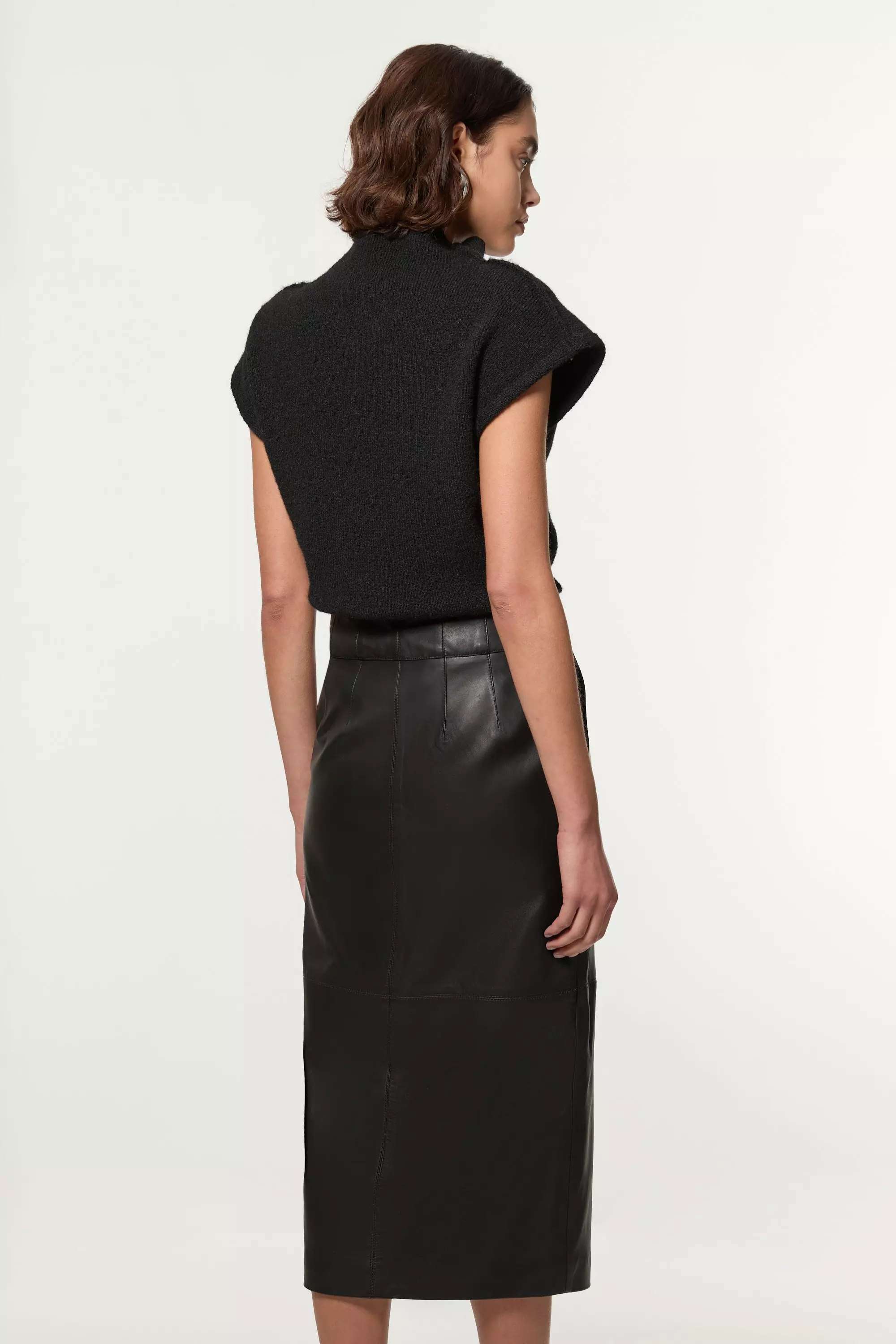 Leather Zip Detail Pencil Skirt | Karen Millen
