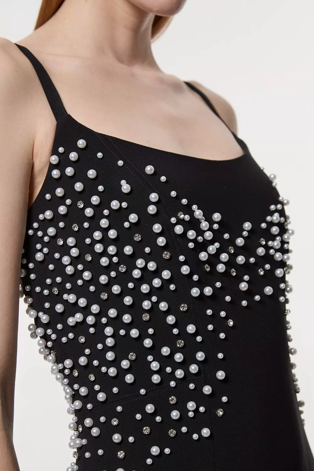 Pearl And Diamante Embellished Tailored Pencil Dress | Karen