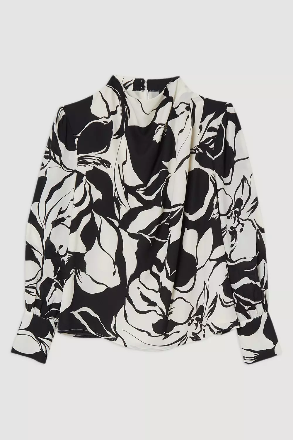 Black Plus Size Printed Woven High Neck Blouse  alternative image
