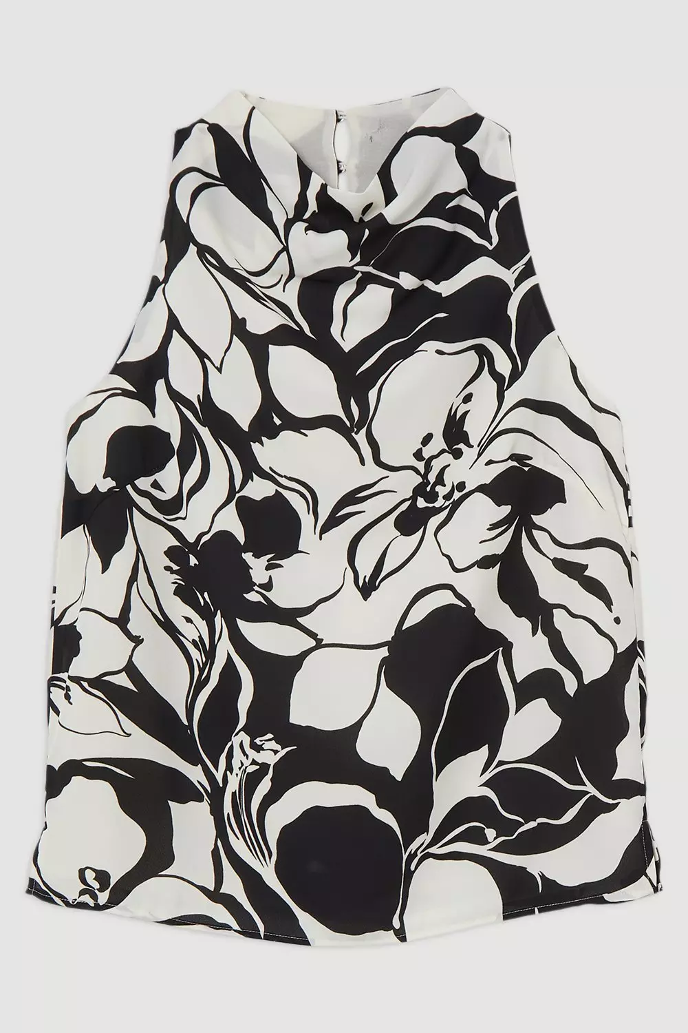Printed Georgette Halter Neck Woven Top With Cowl Neck