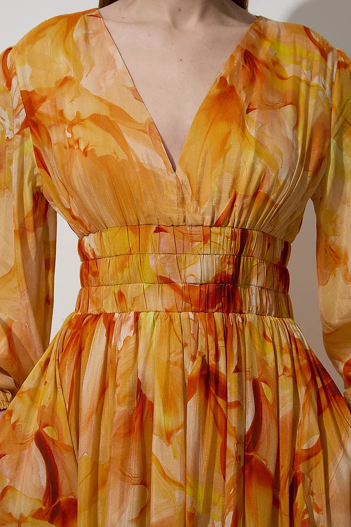 Ombre Floral Silk Cotton Plunge Maxi Dress | Karen Millen Ombre Floral Silk Cotton Plunge Maxi Dress | Karen Millen