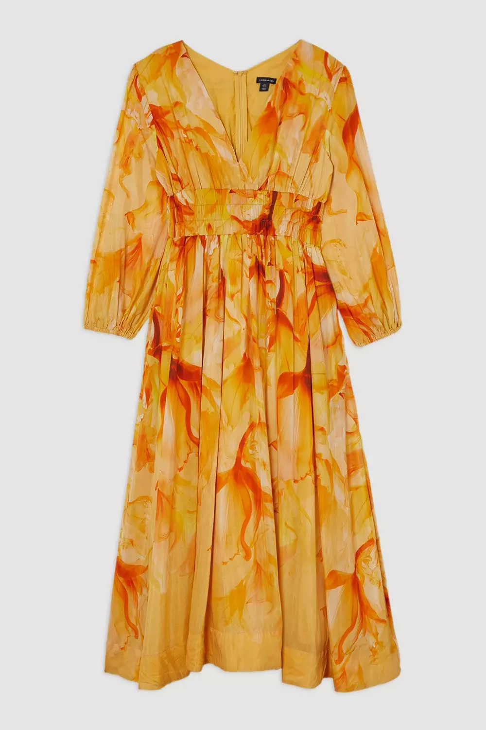 Ombre Floral Silk Cotton Plunge Maxi Dress | Karen Millen