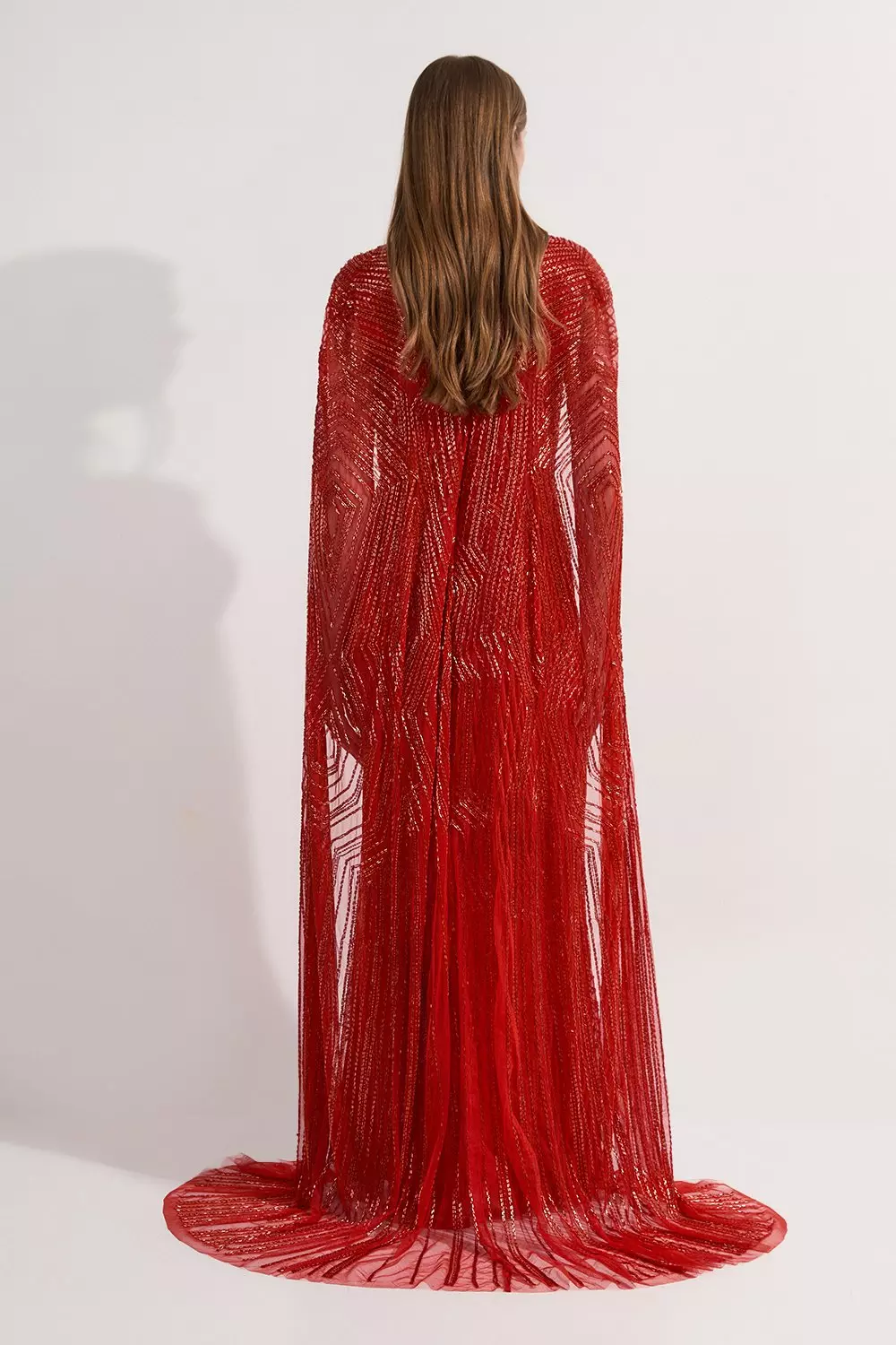 Tall Premium Embellished Caped Maxi Dress | Karen Millen