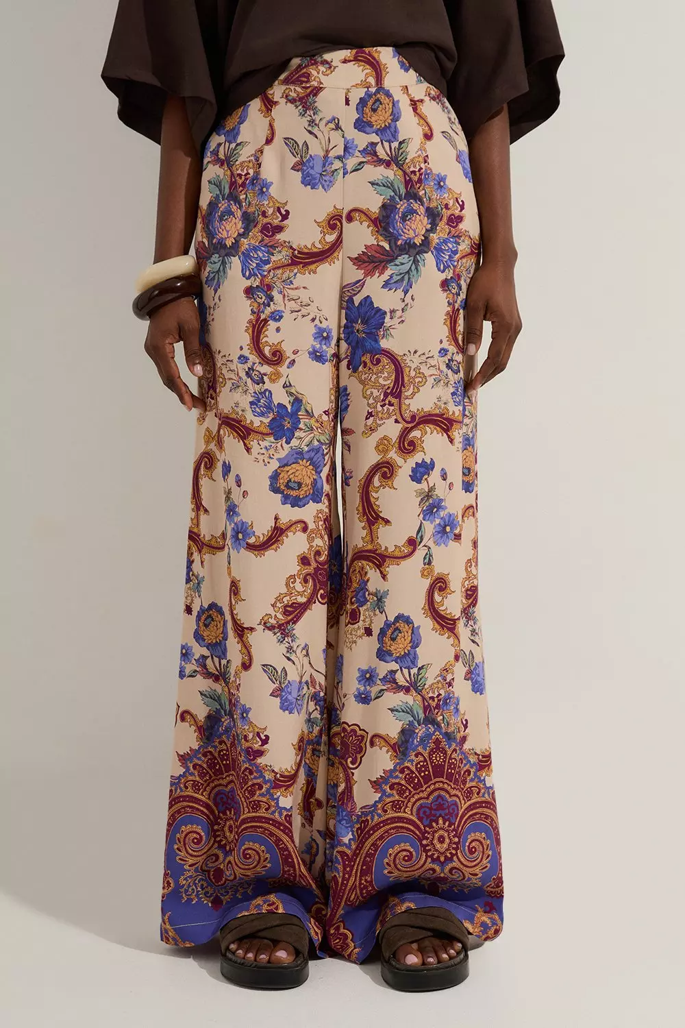 パンツ Prada Wide-Leg Paisley Print Twill Trousers Prada Paisley Wide Leg Silk Twill Pants - Bergdorf Goodman