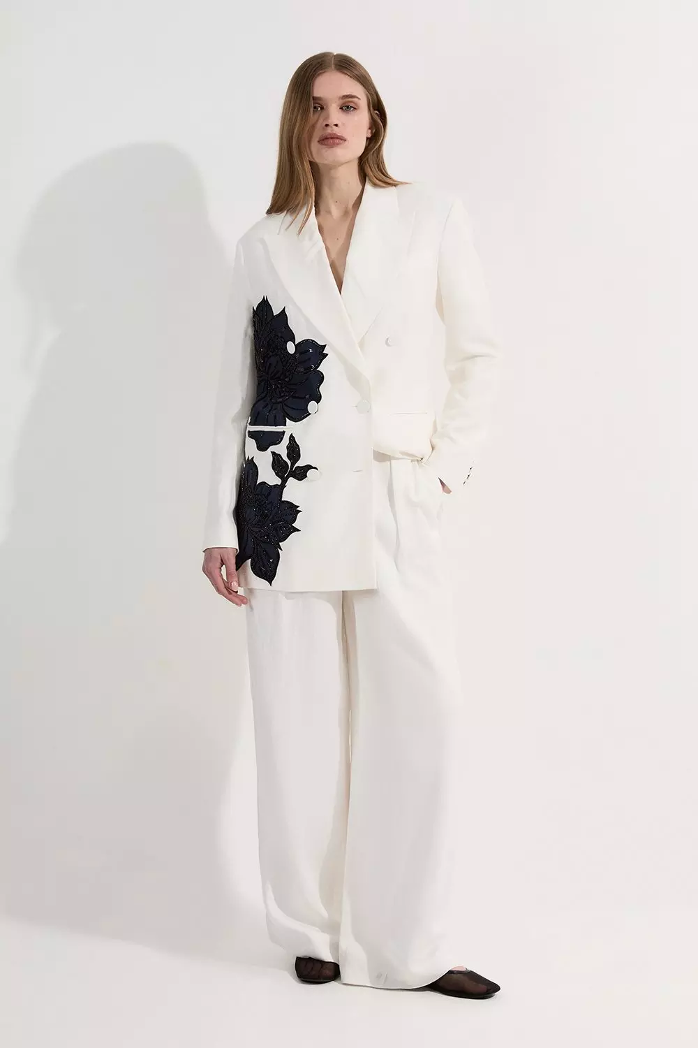 Navy Premium Summer Embellished Applique Tailored Jacket alternative image