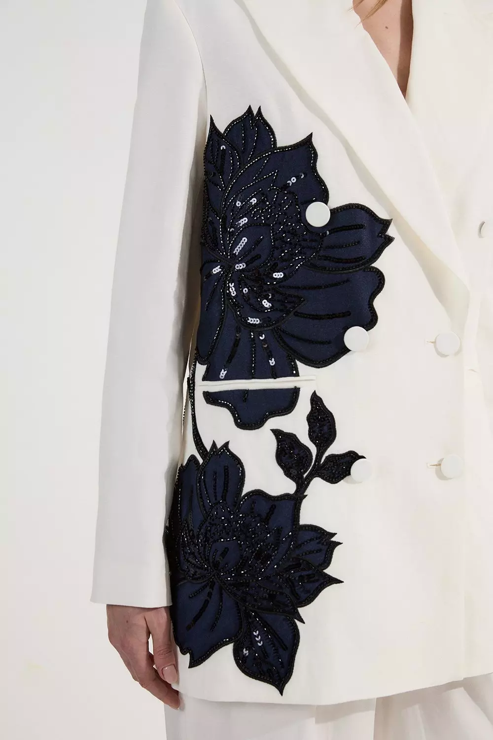 Navy Premium Summer Embellished Applique Tailored Jacket alternative image