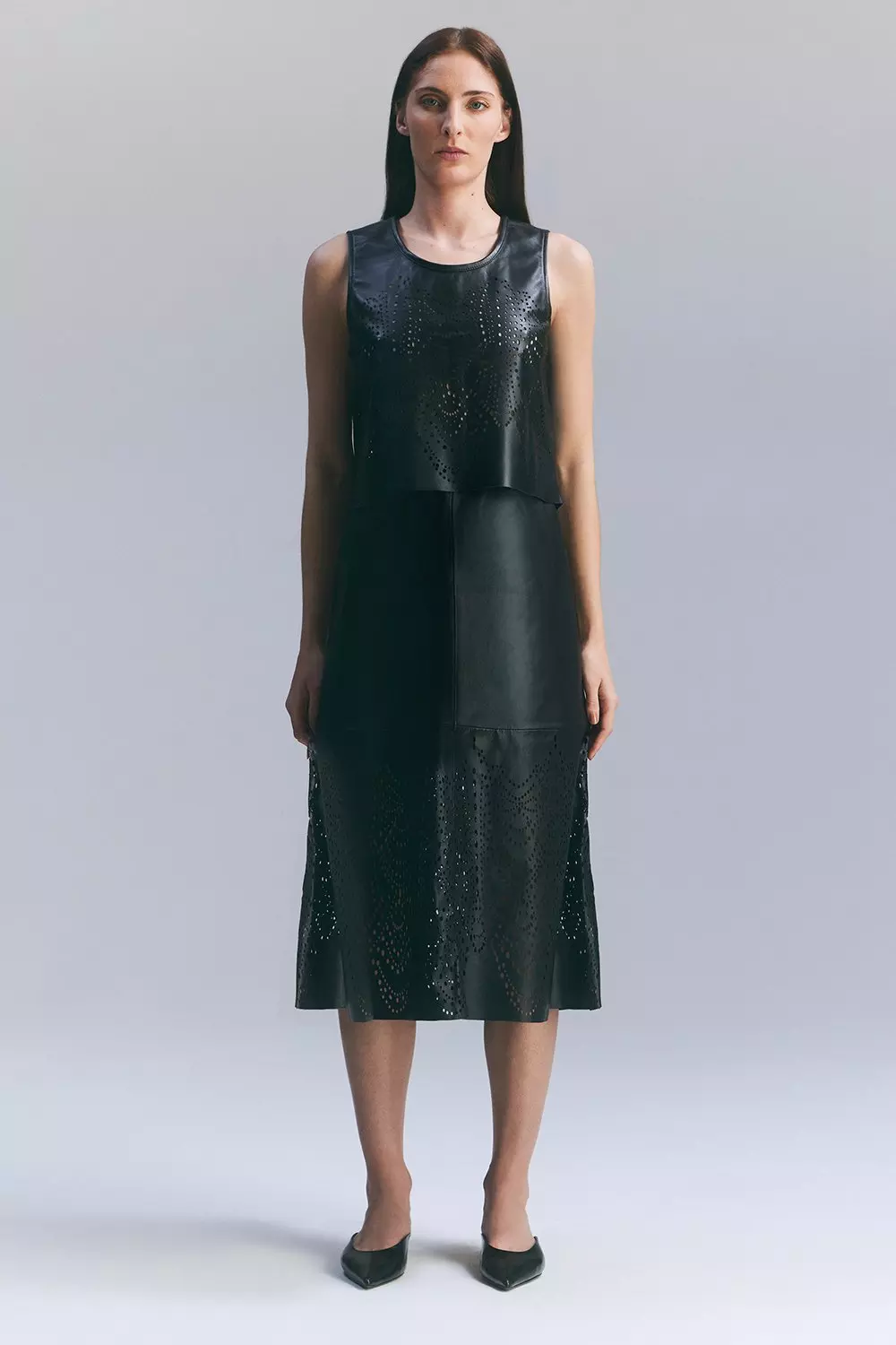 Black Amelia Graham Leather Cutwork Full Skirt alternative image