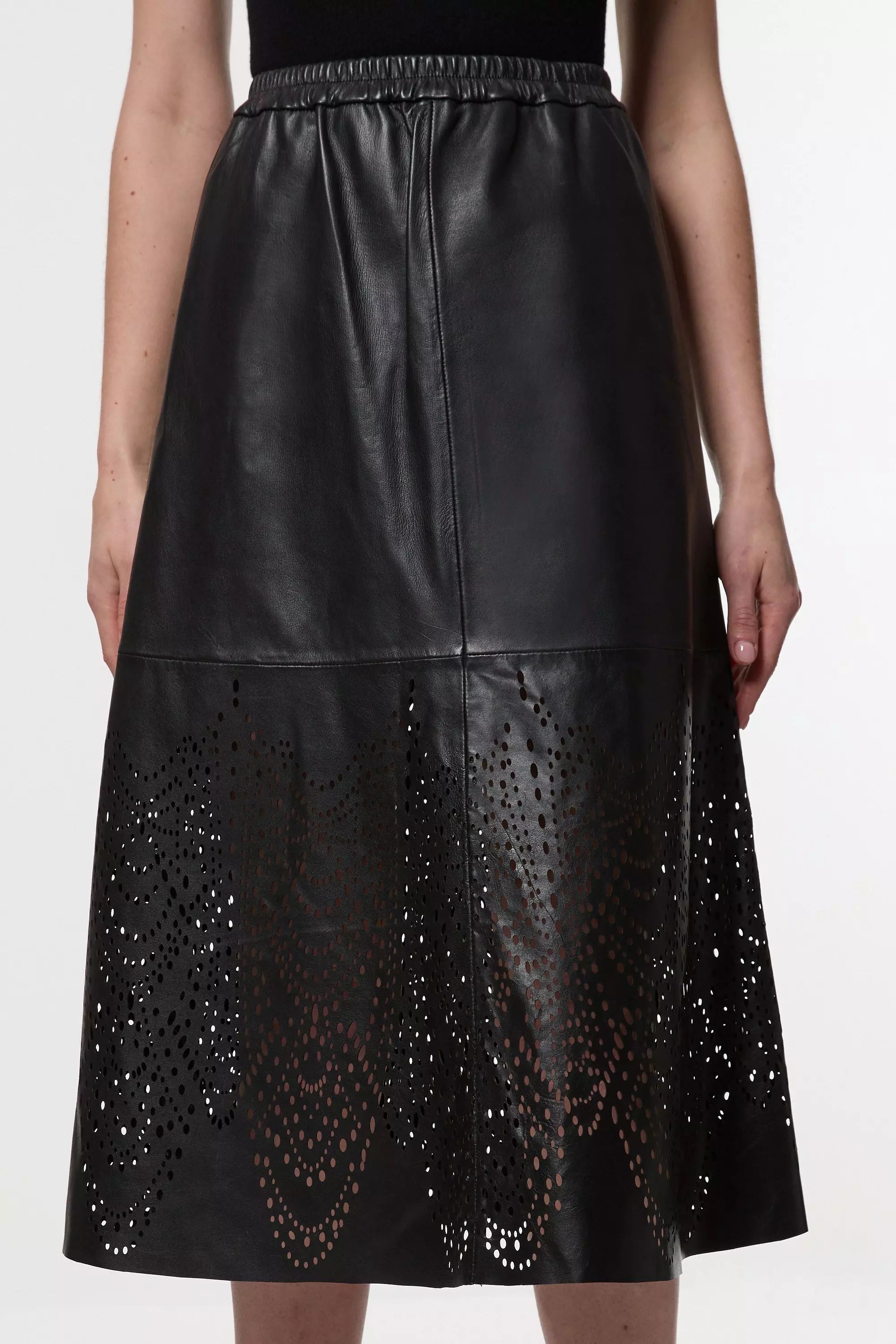 Black Amelia Graham Leather Cutwork Full Skirt alternative image