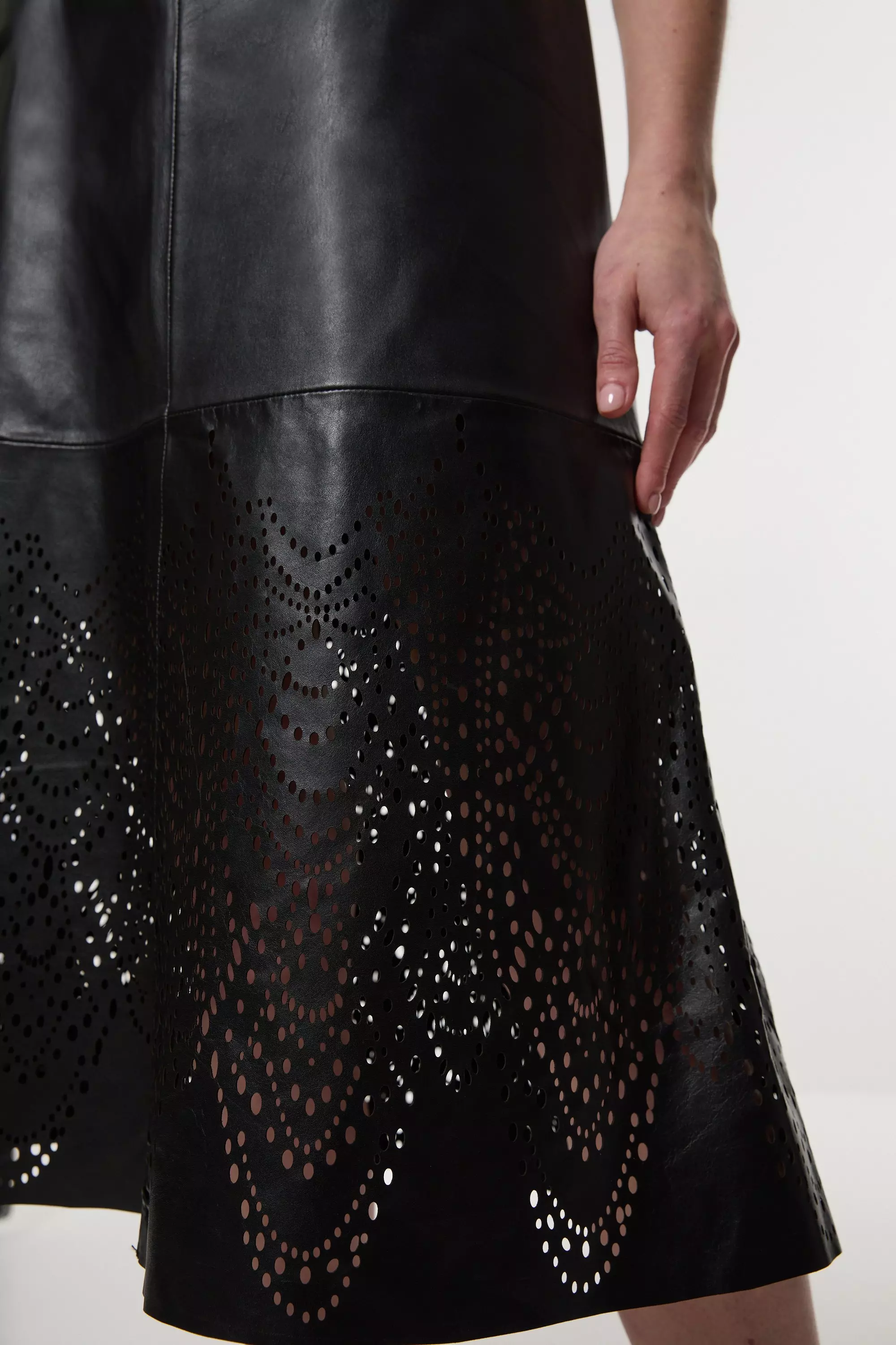 Black Amelia Graham Leather Cutwork Full Skirt alternative image