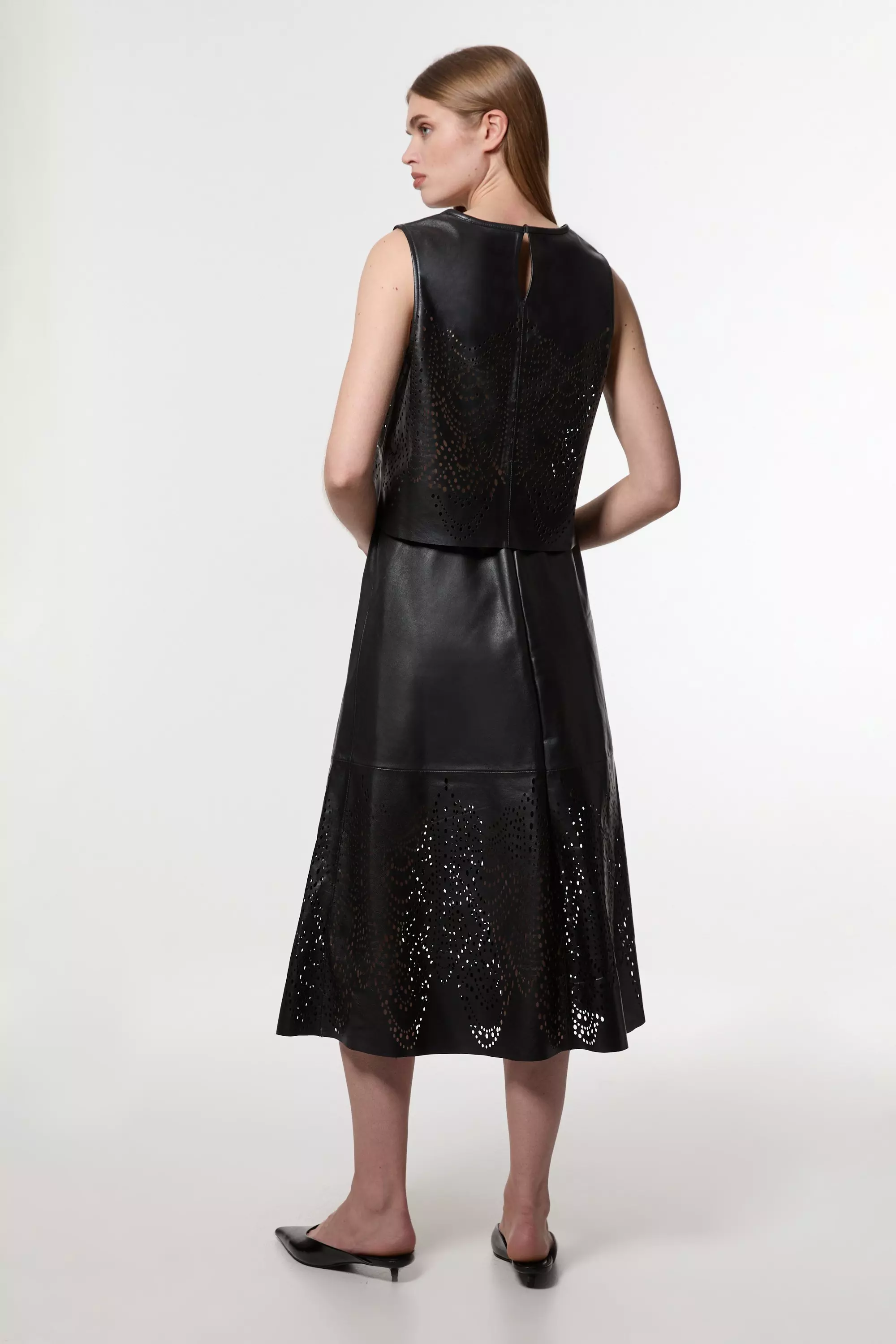 Black Amelia Graham Leather Cutwork Full Skirt alternative image